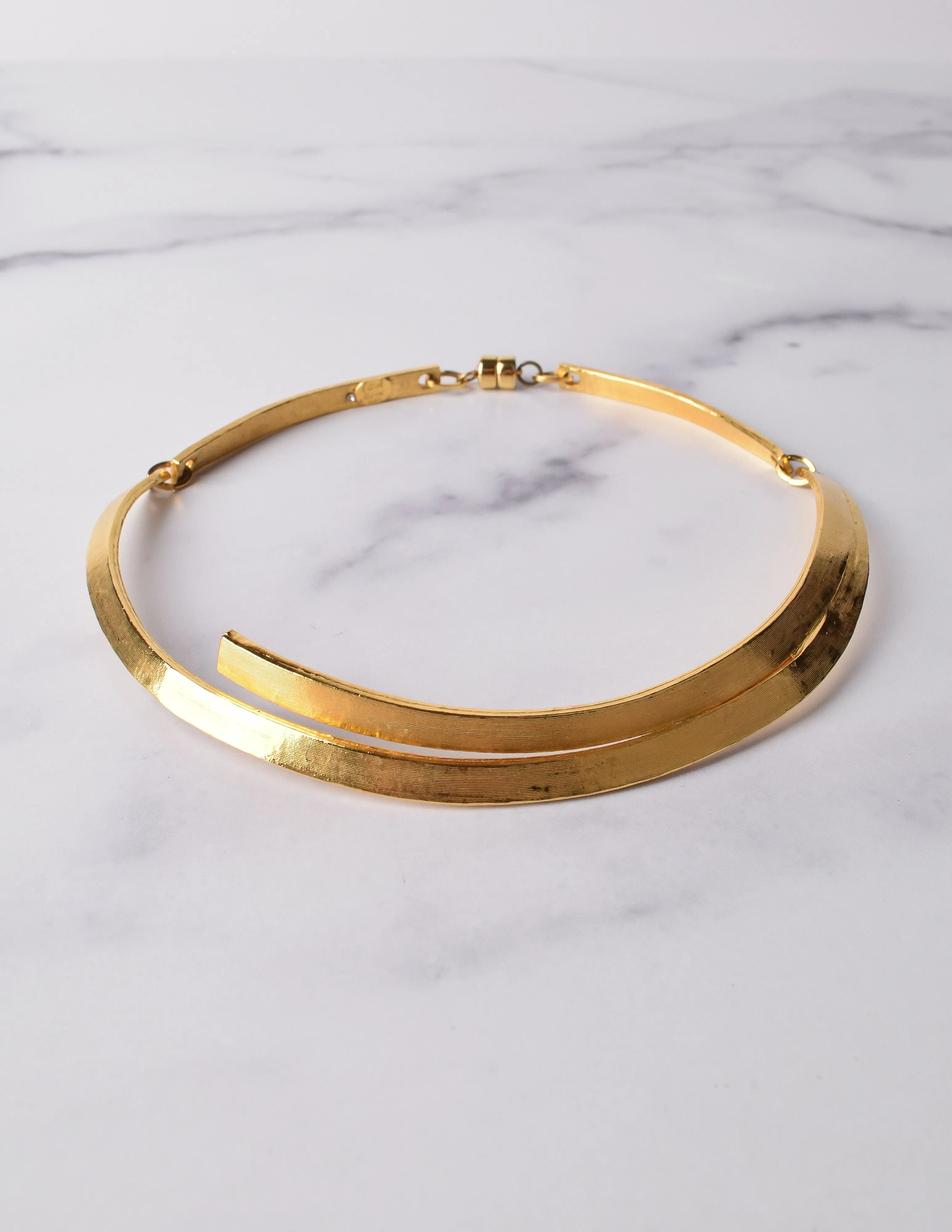 Cecile et Jeanne Vintage Modernist Golden Choker Necklace