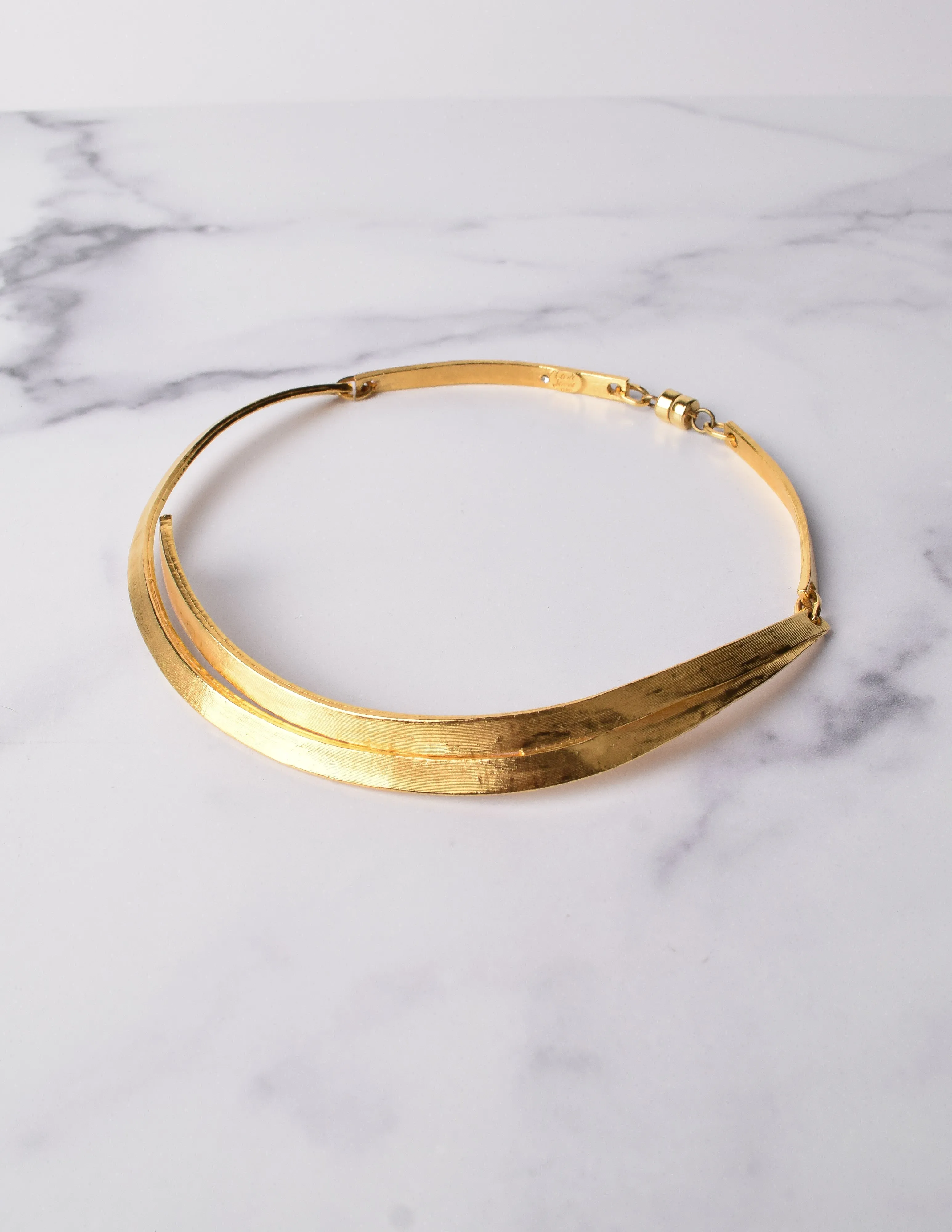 Cecile et Jeanne Vintage Modernist Golden Choker Necklace