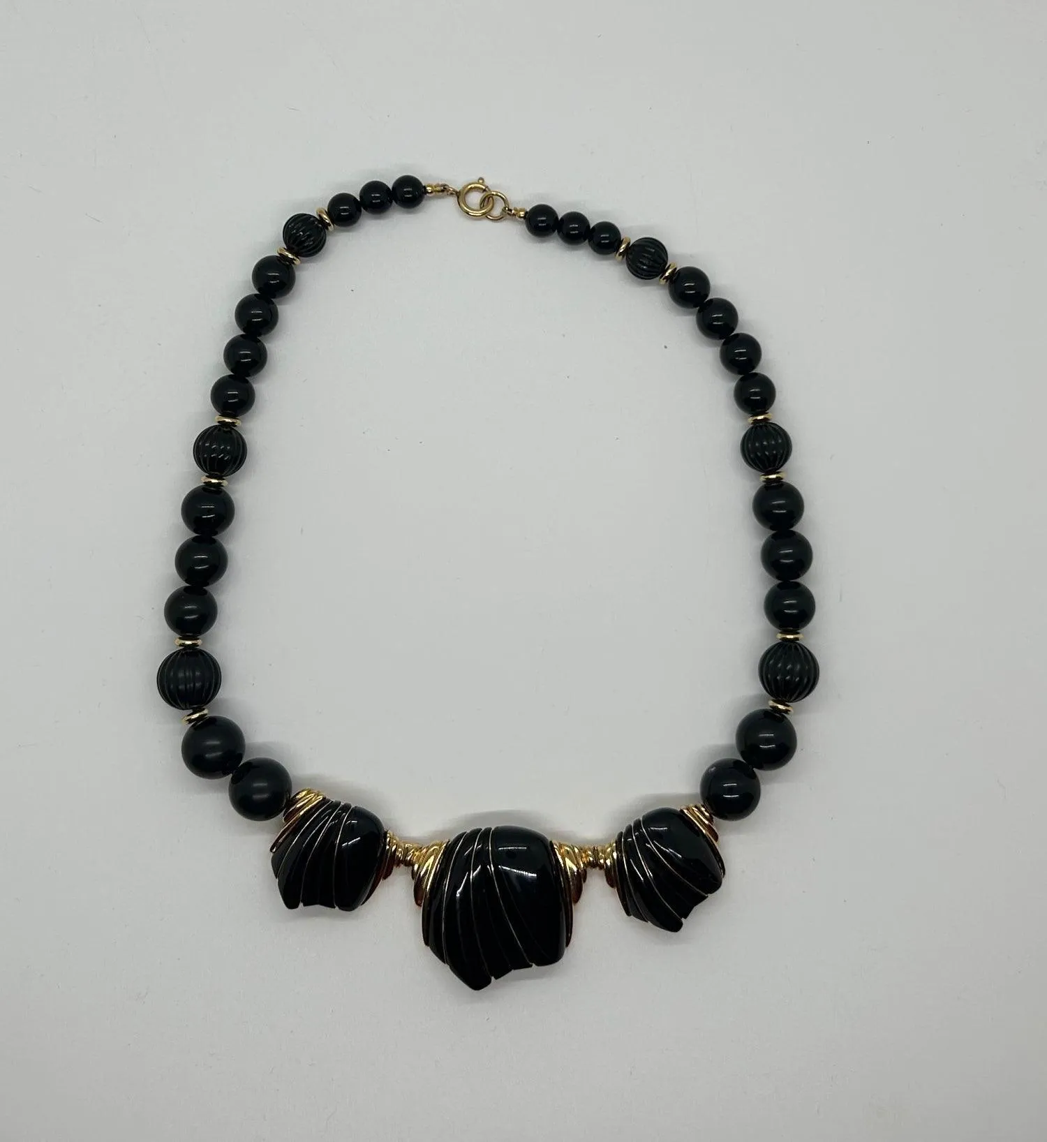 Chic Black and Gold Trifari Necklace