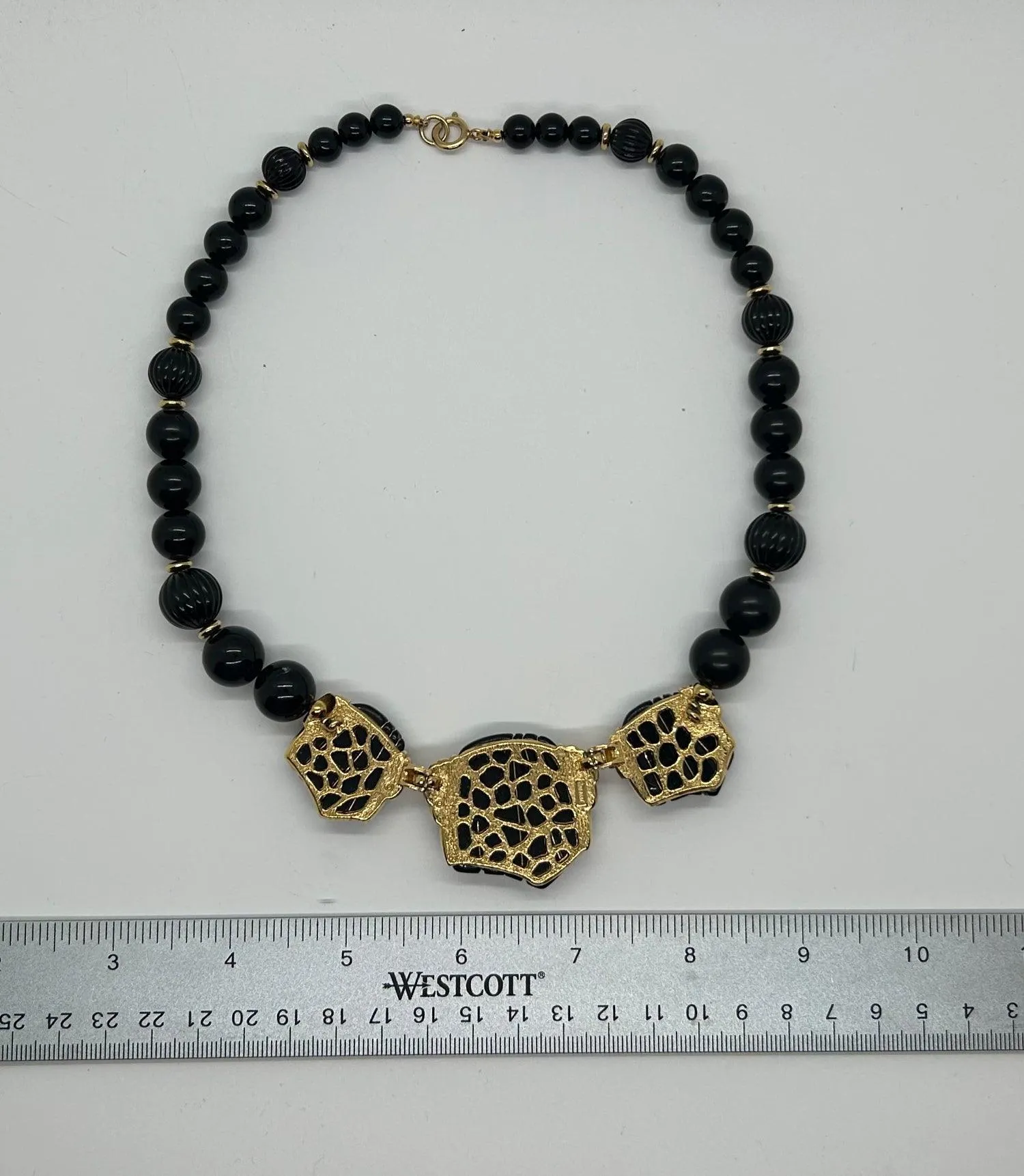 Chic Black and Gold Trifari Necklace