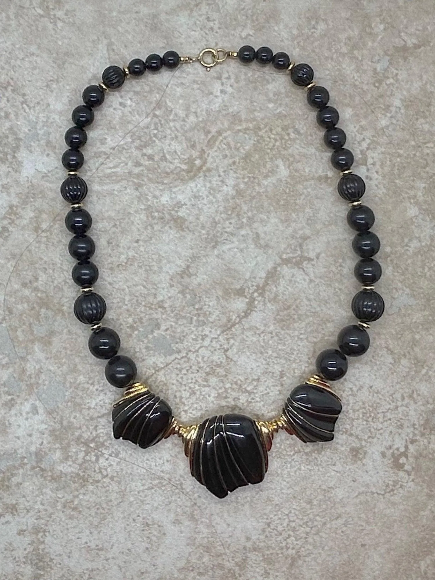 Chic Black and Gold Trifari Necklace