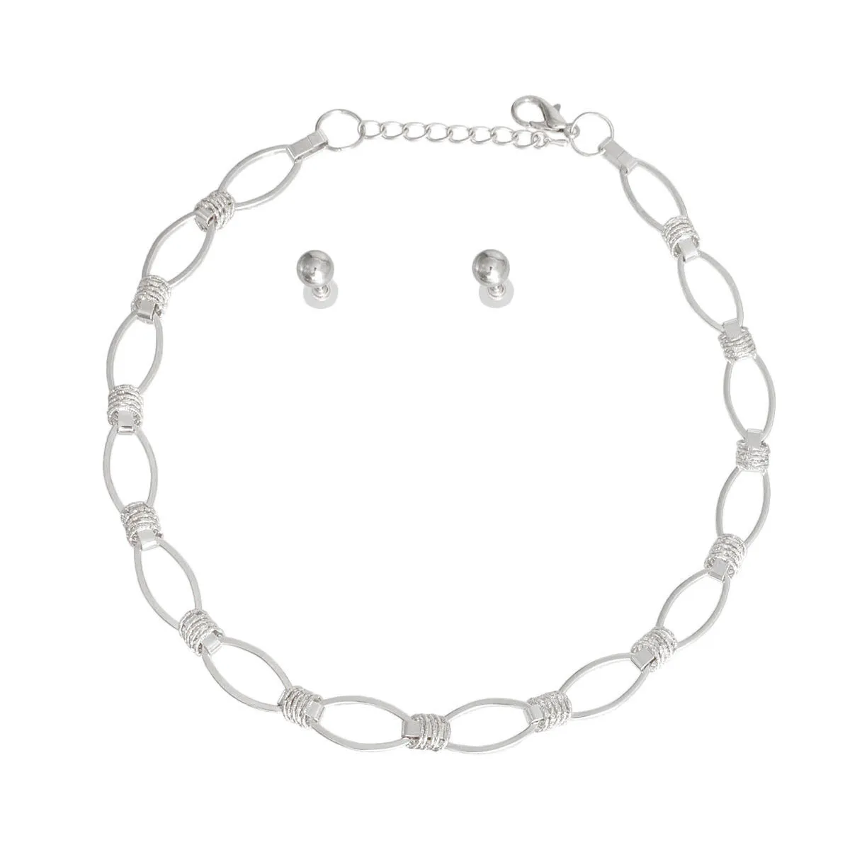 Chic Silver Chain Necklace Set