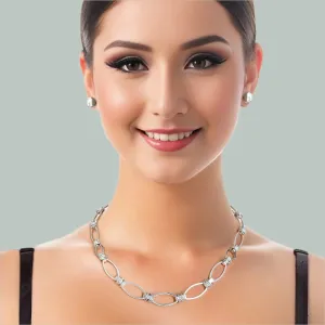 Chic Silver Chain Necklace Set