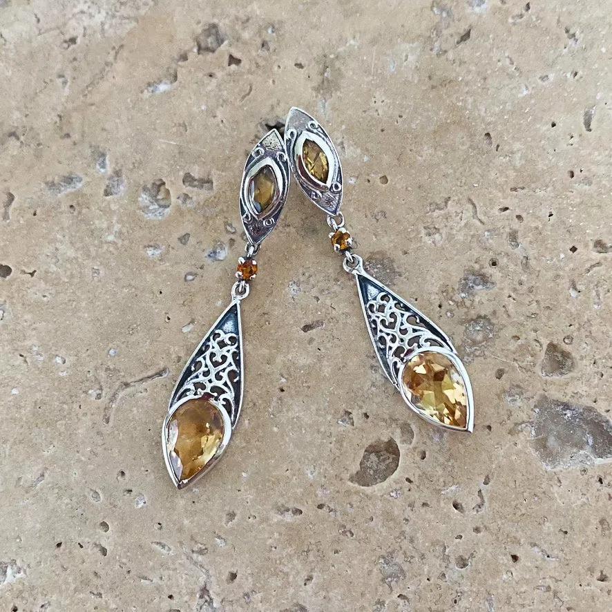 Citrine Artisan Crafted, Teardrop Earrings