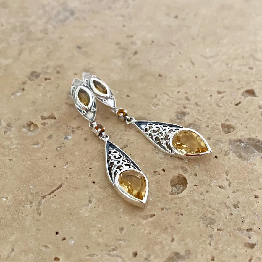 Citrine Artisan Crafted, Teardrop Earrings