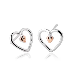 Clogau Sterling Silver & Gold Tree of Life Heart Stud Earrings