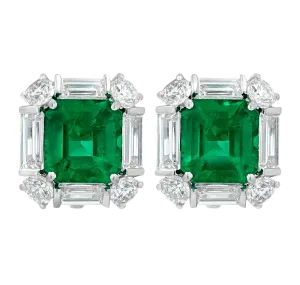 Colombian Emerald Earrings, 4.34 Carats