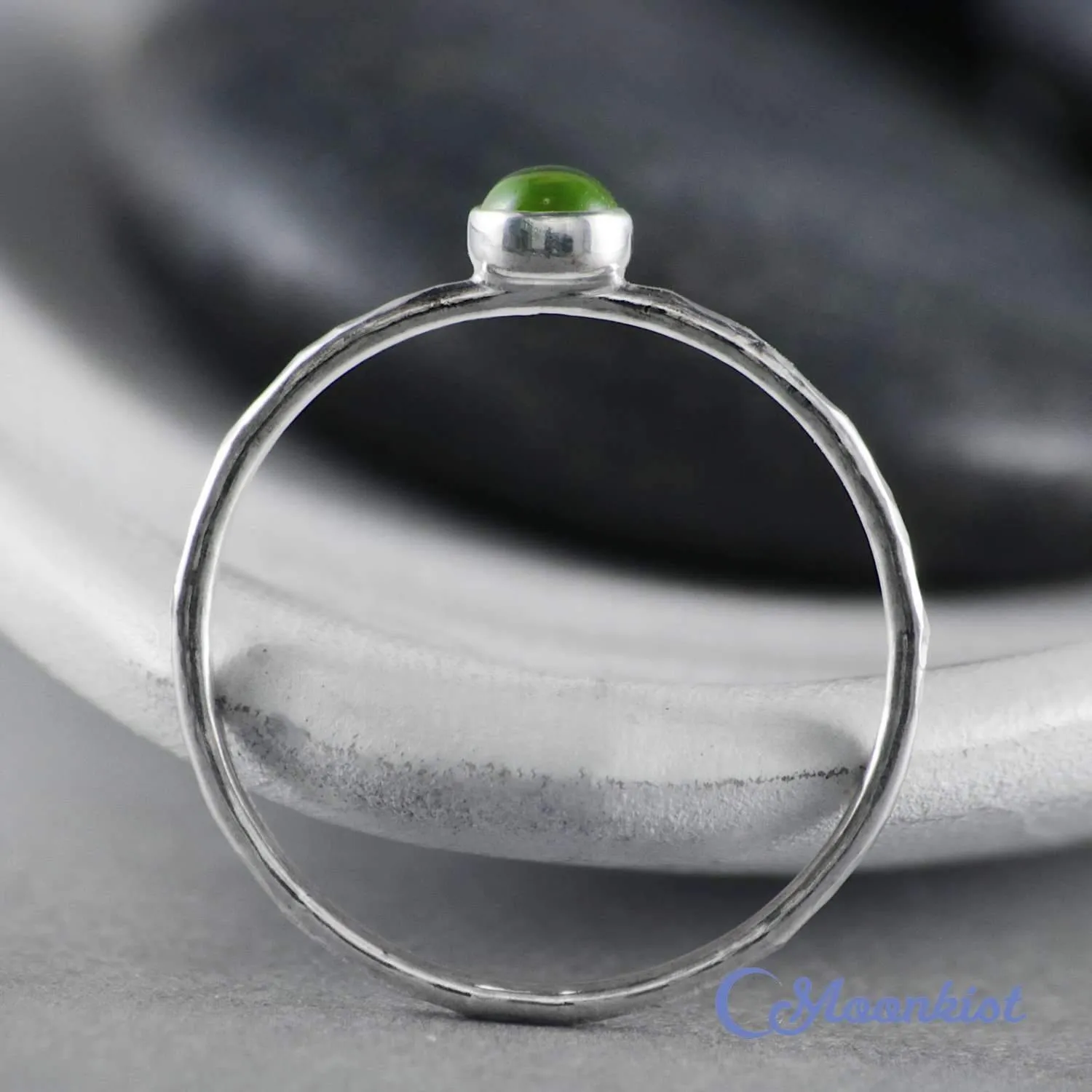 Dainty Silver Peridot Pinky Ring | Moonkist Designs