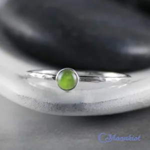 Dainty Silver Peridot Pinky Ring | Moonkist Designs