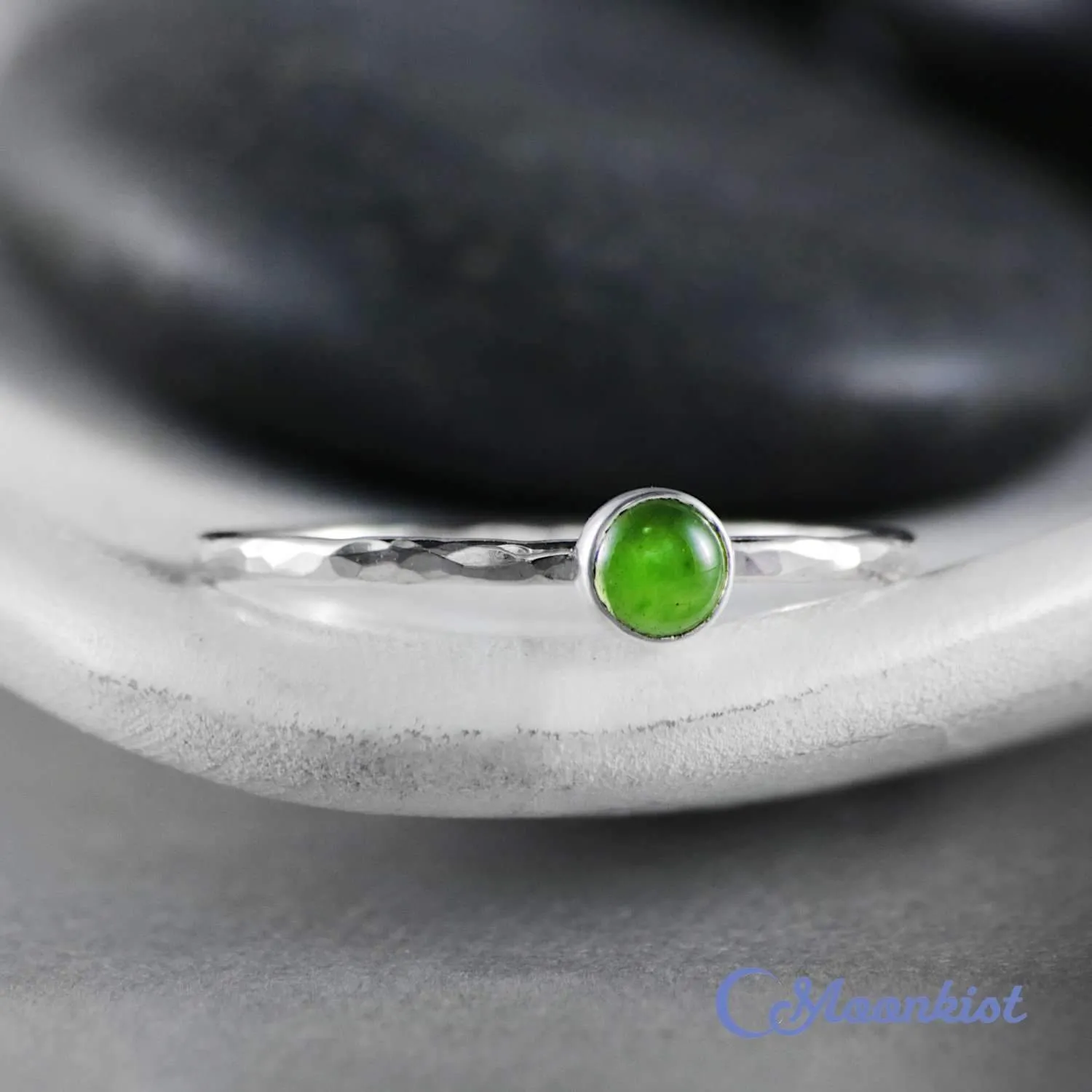 Dainty Silver Peridot Pinky Ring | Moonkist Designs