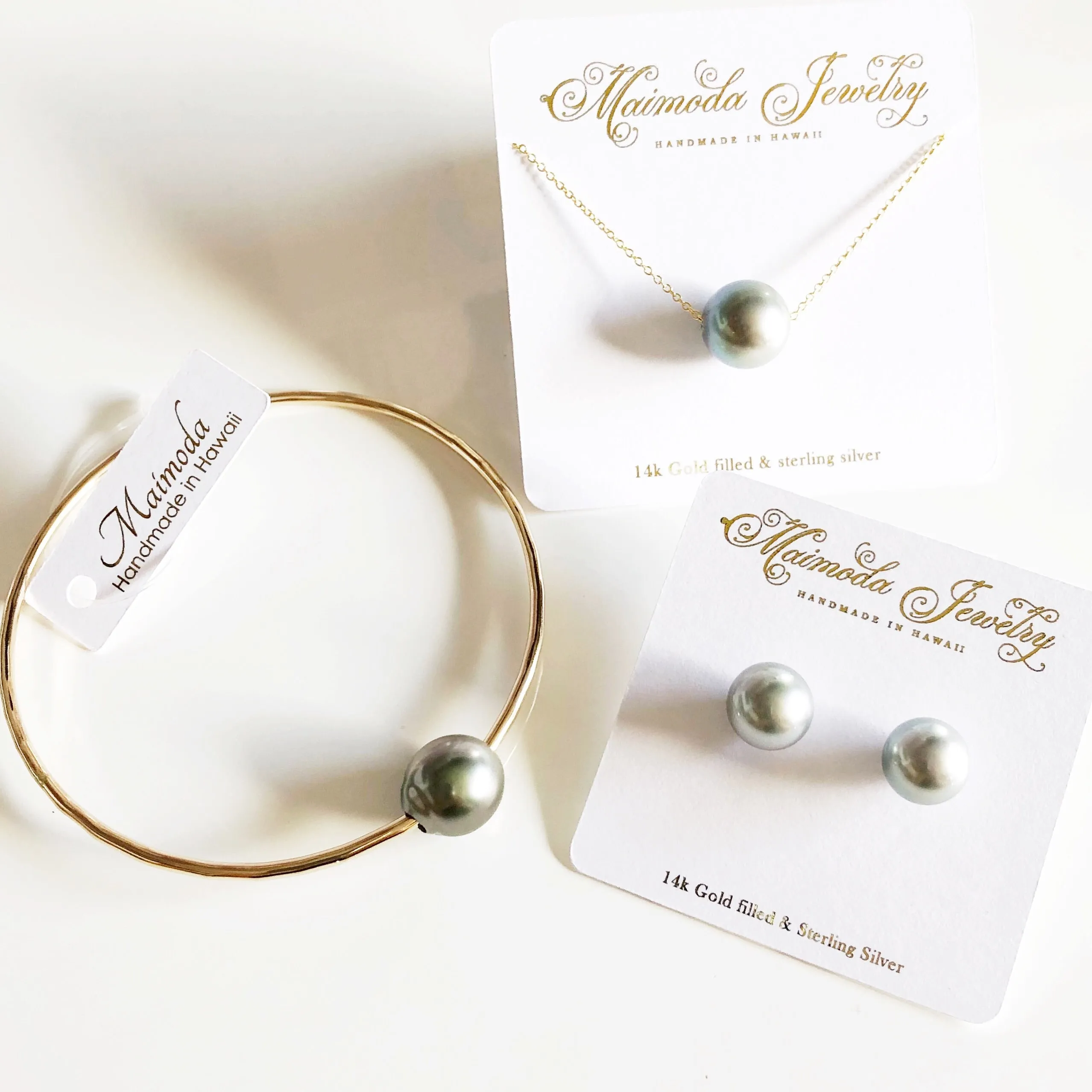 Earrings Momi - silver Tahitian pearls (E332)