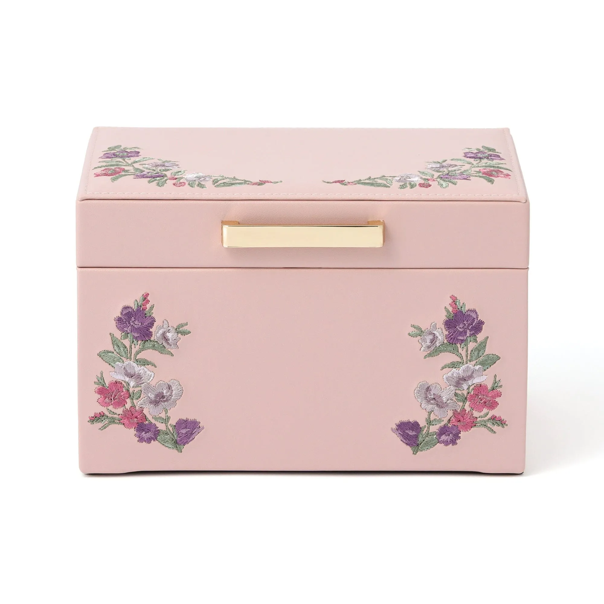 Embroidery Flower Jewelry Box Small Pink