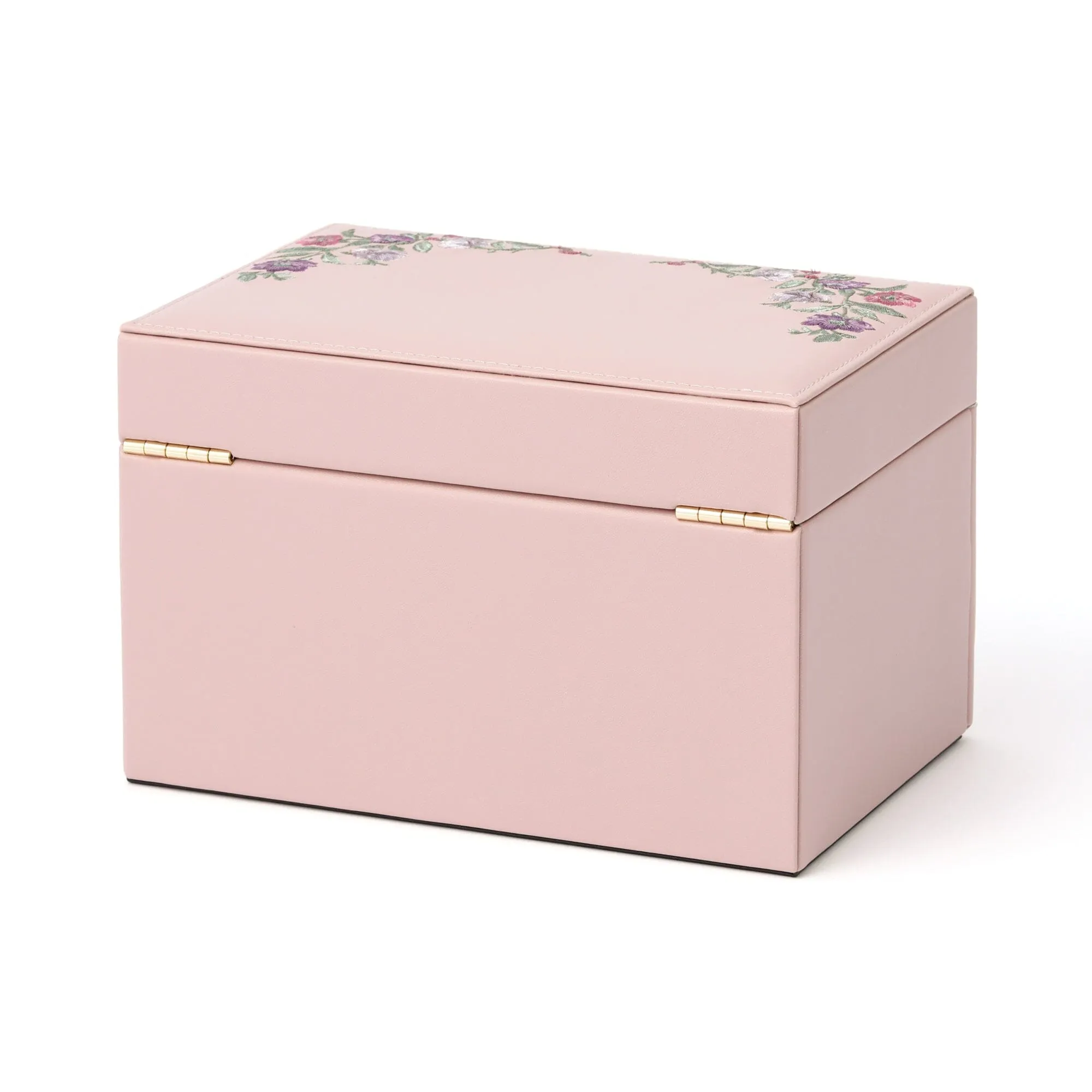 Embroidery Flower Jewelry Box Small Pink