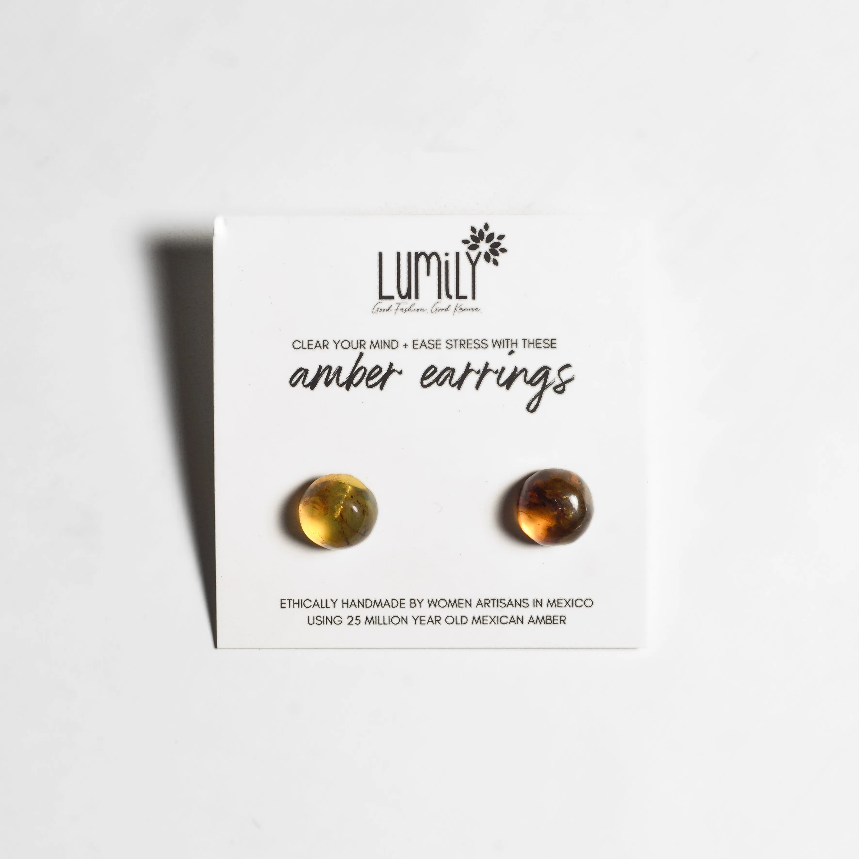 Erika Amber Stud Round Earrings - Mexico