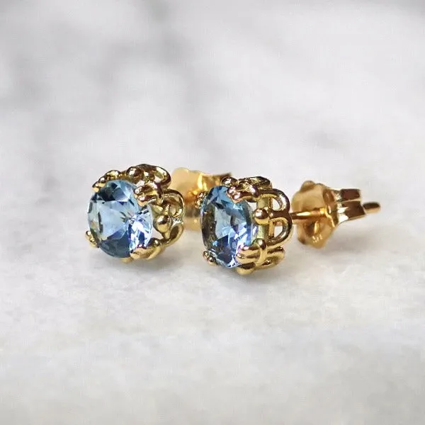 Fancy Basket Gemstone Stud Earring 18k- Heirloom by Doyle & Doyle