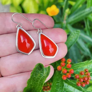 Fire Agate and Sterling Silver Earrings