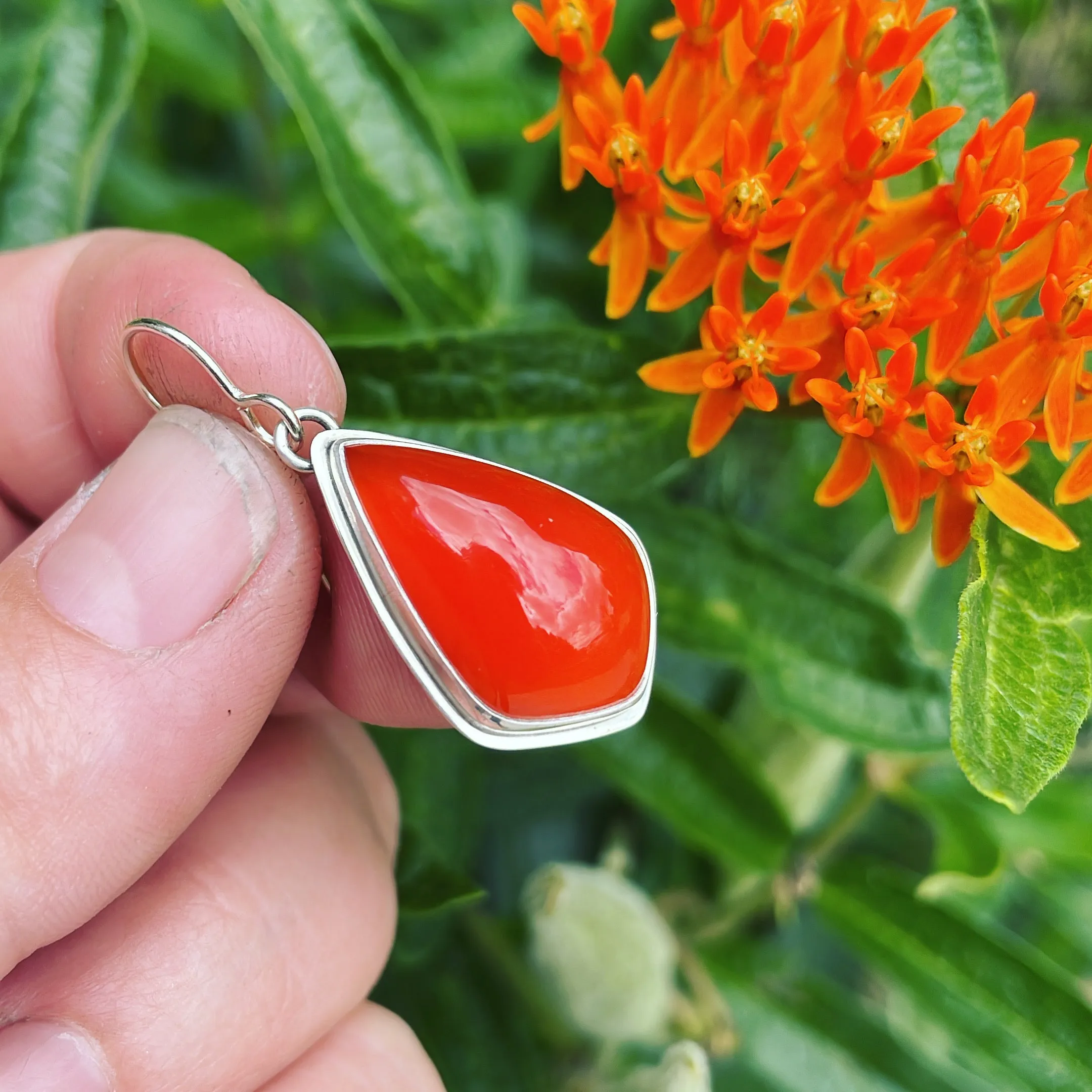 Fire Agate and Sterling Silver Earrings