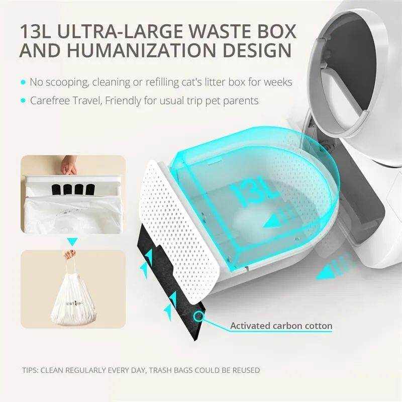 Fully Automatic Cat Litter Box Pro Luxury WIFI App Control Double Odor Self Cleaning