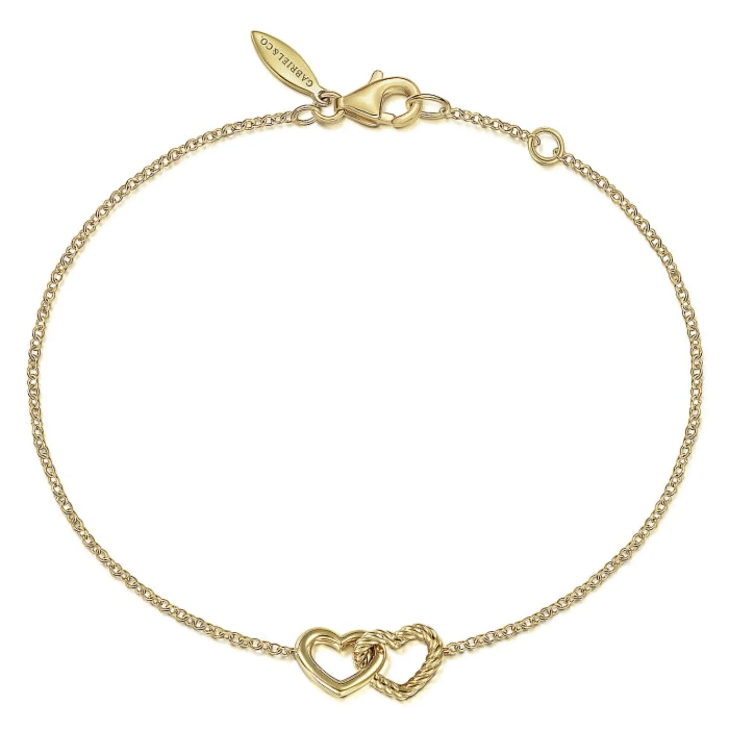 Gabriel & Co. Gold Chain Bracelet with Entwined Hearts