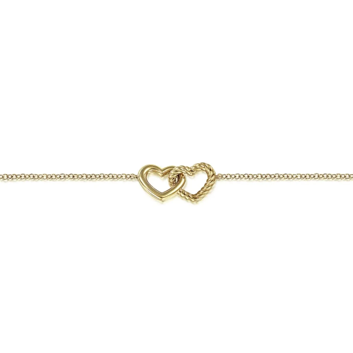 Gabriel & Co. Gold Chain Bracelet with Entwined Hearts