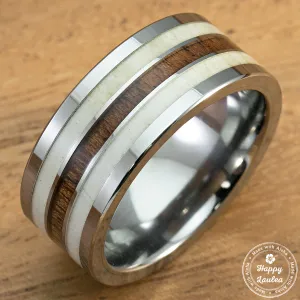 Genuine Antler & Hawaiian Koa Wood Tungsten Carbide Ring