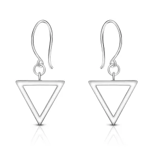 Geometric Triangle Sterling Silver Dangle Earrings