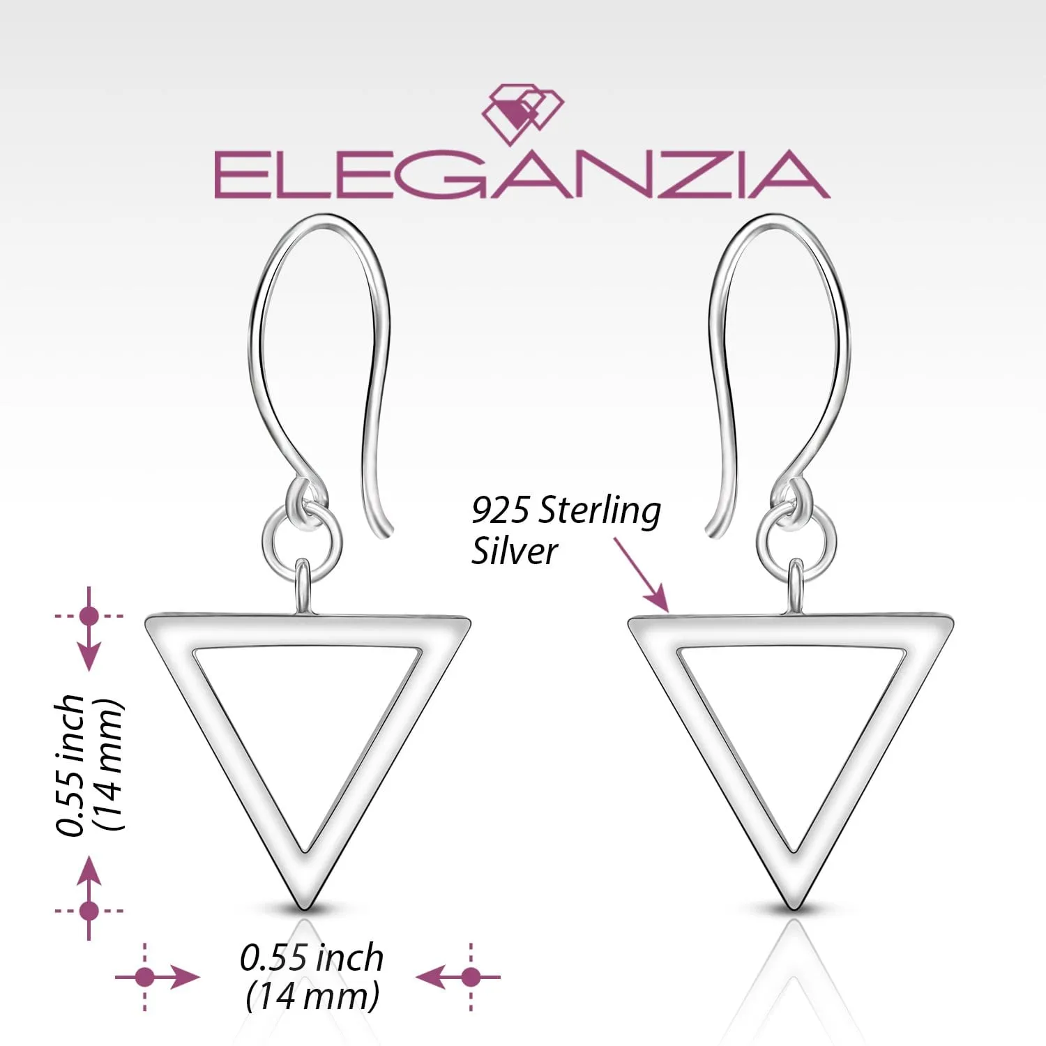 Geometric Triangle Sterling Silver Dangle Earrings