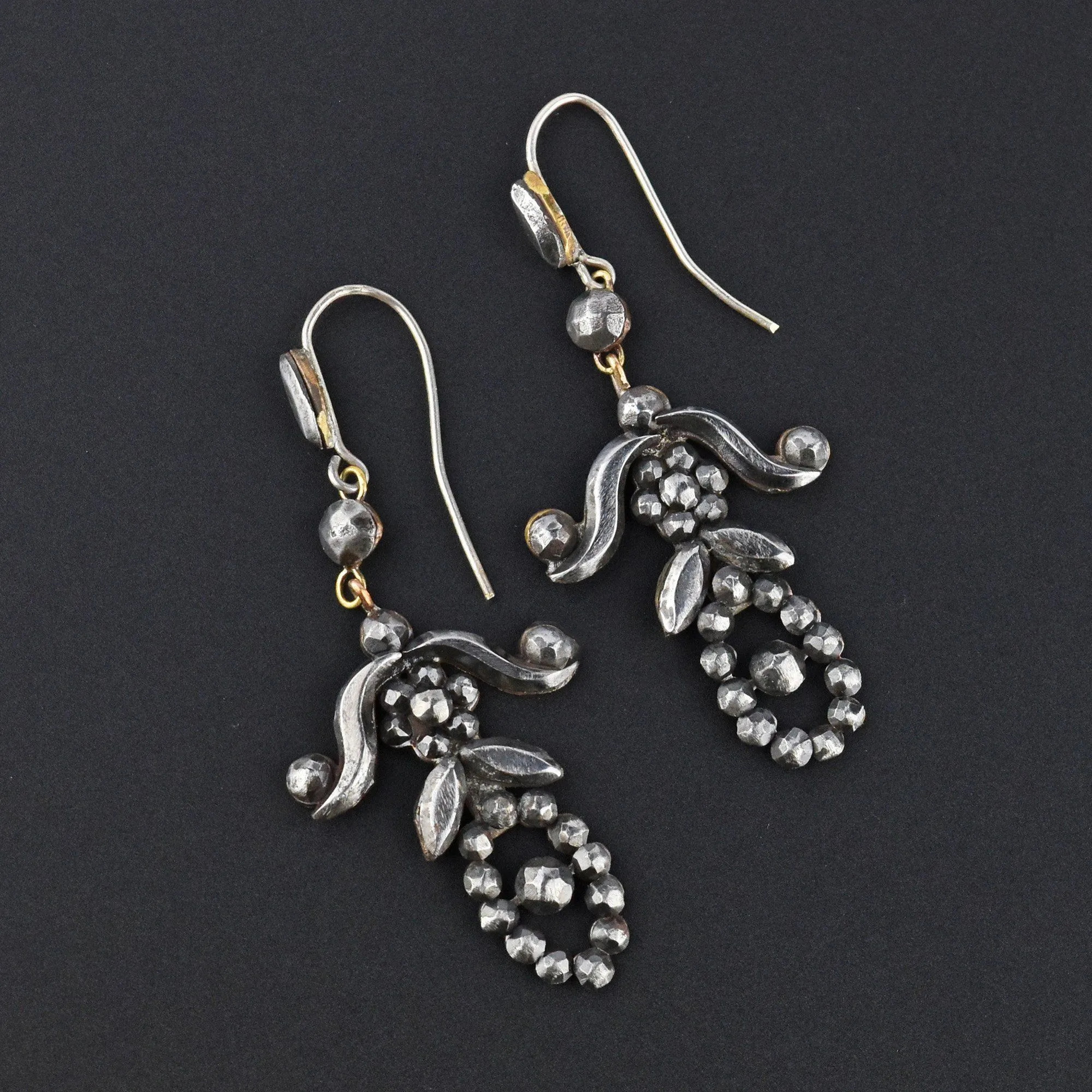 Georgian Victorian Cut Steel Chandelier Earrings