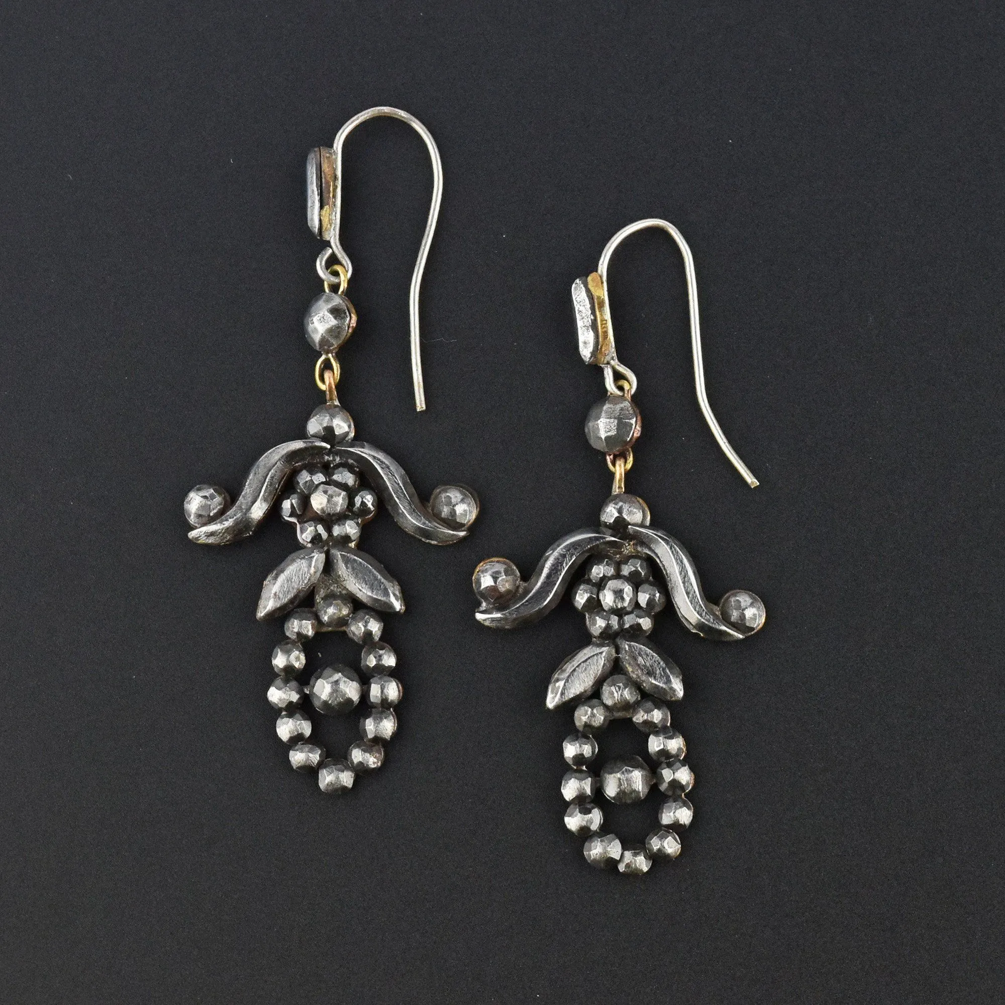 Georgian Victorian Cut Steel Chandelier Earrings