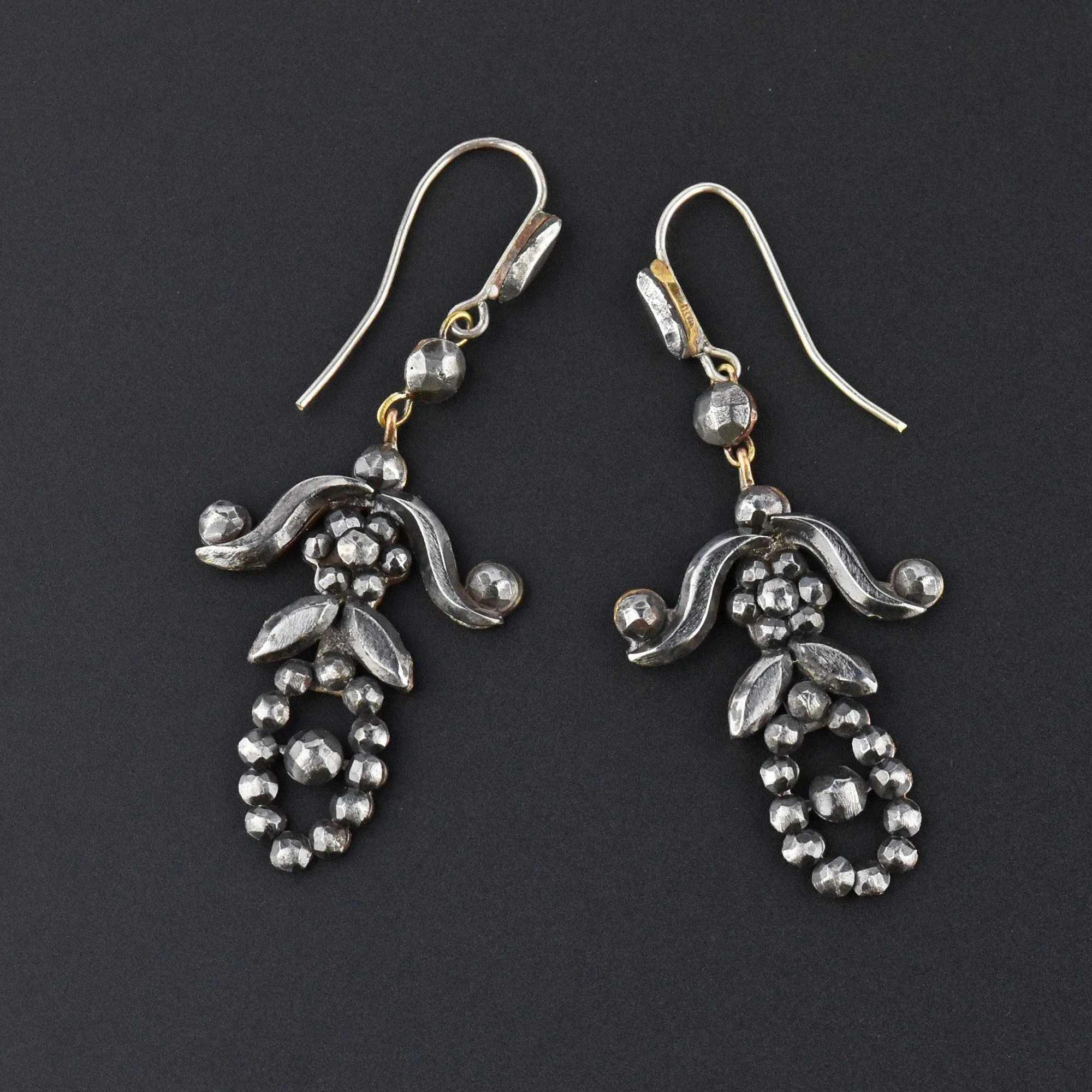 Georgian Victorian Cut Steel Chandelier Earrings