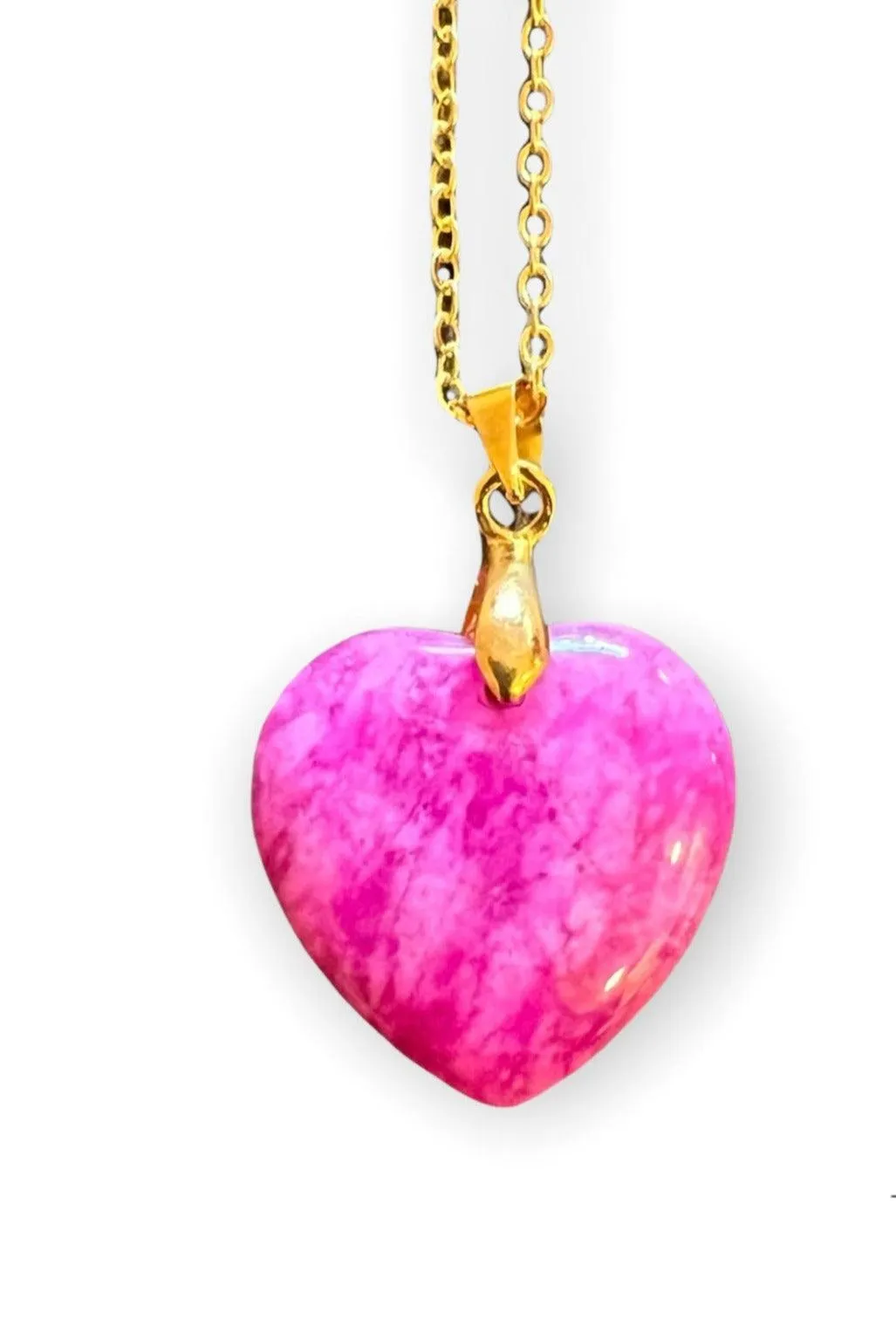 Gold Plated Jade Heart Pendant Necklace