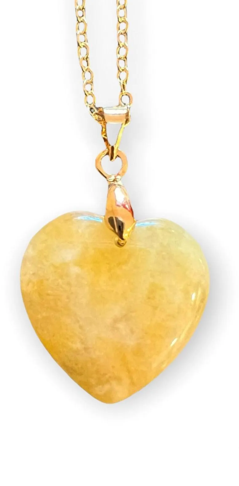 Gold Plated Jade Heart Pendant Necklace