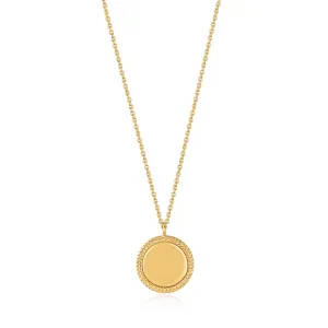 Gold Rope Disc Necklace