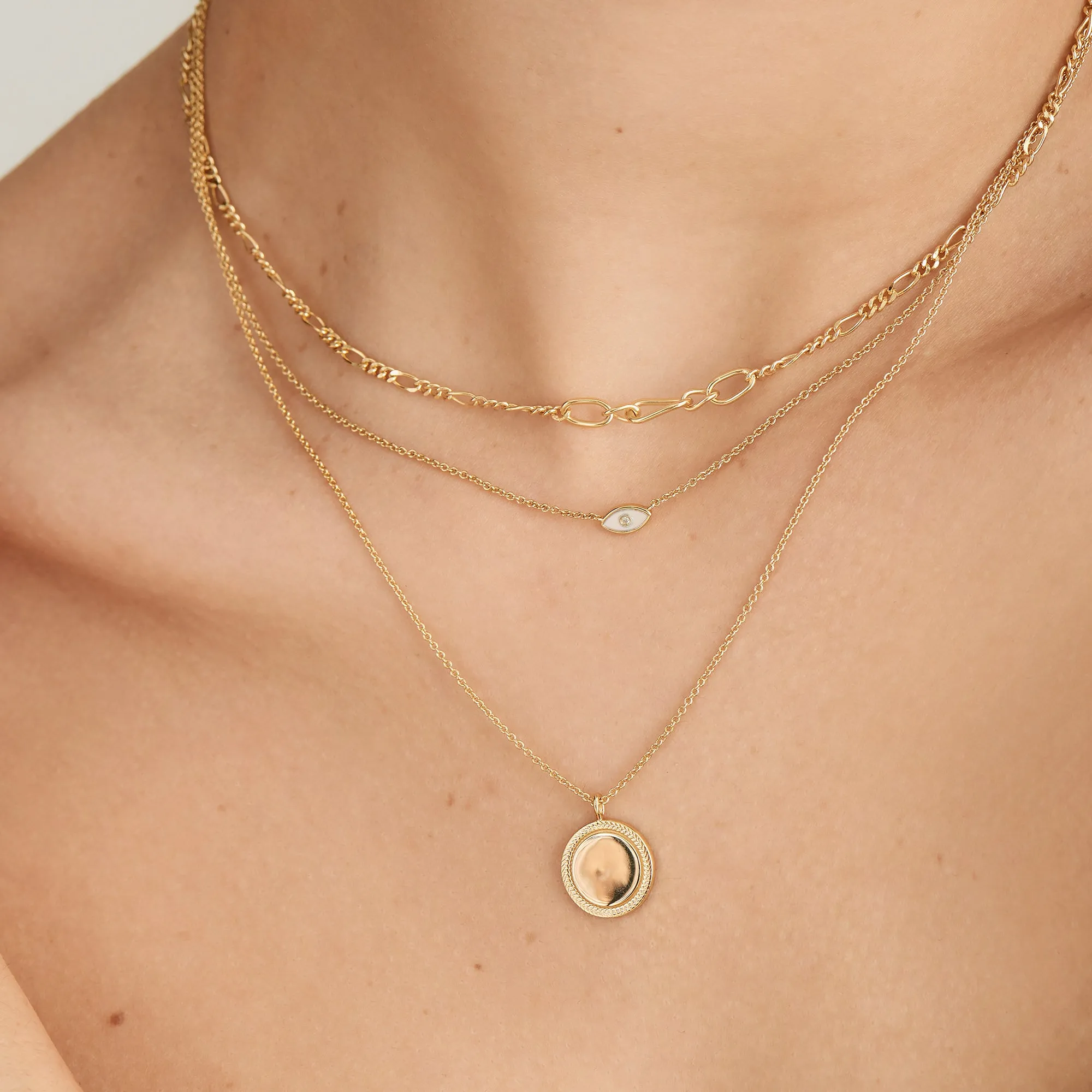 Gold Rope Disc Necklace