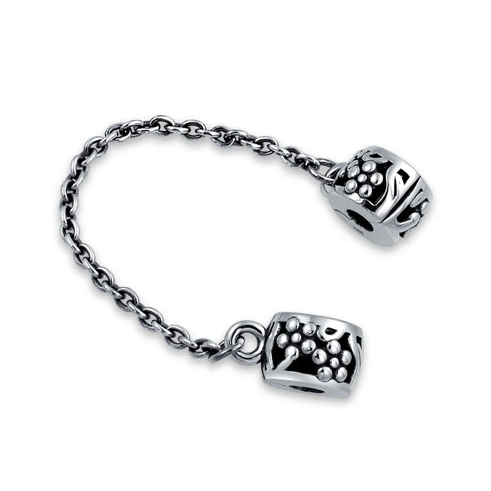 Handcuff Floral Daisy Chain Spacer Stopper Bead Charm .925 Silver