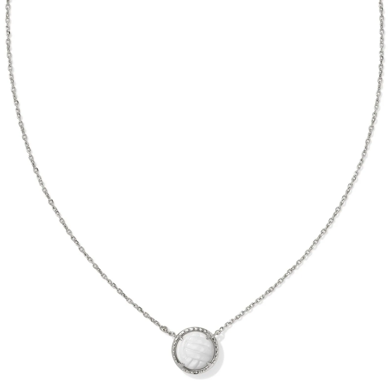 Kendra Scott | Volleyball Silver Short Pendant Necklace in White Mother-of-Pearl