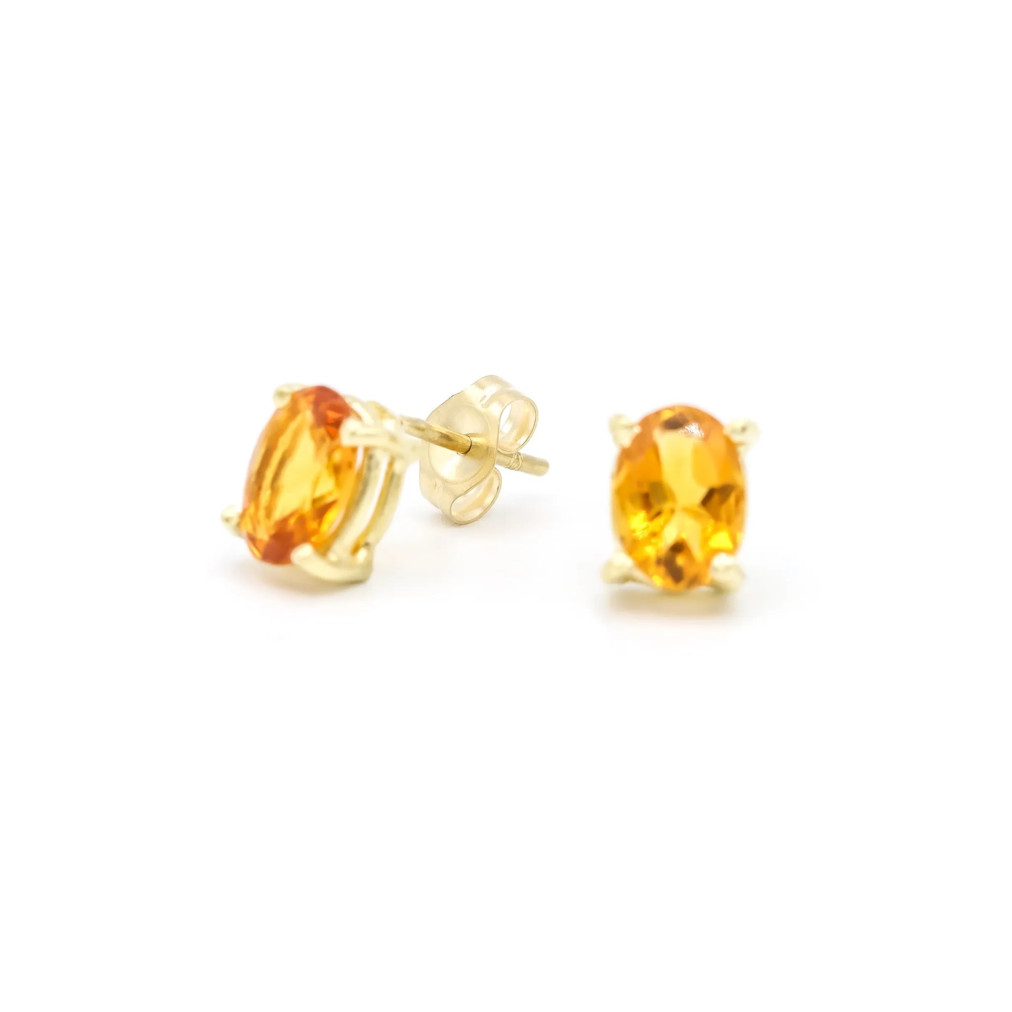 Ladies Cocktail Citrines 14k Yellow Gold Stud Earrings