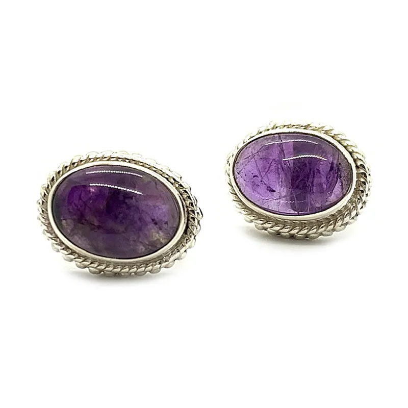 Lily Amethyst Boho Silver Earrings