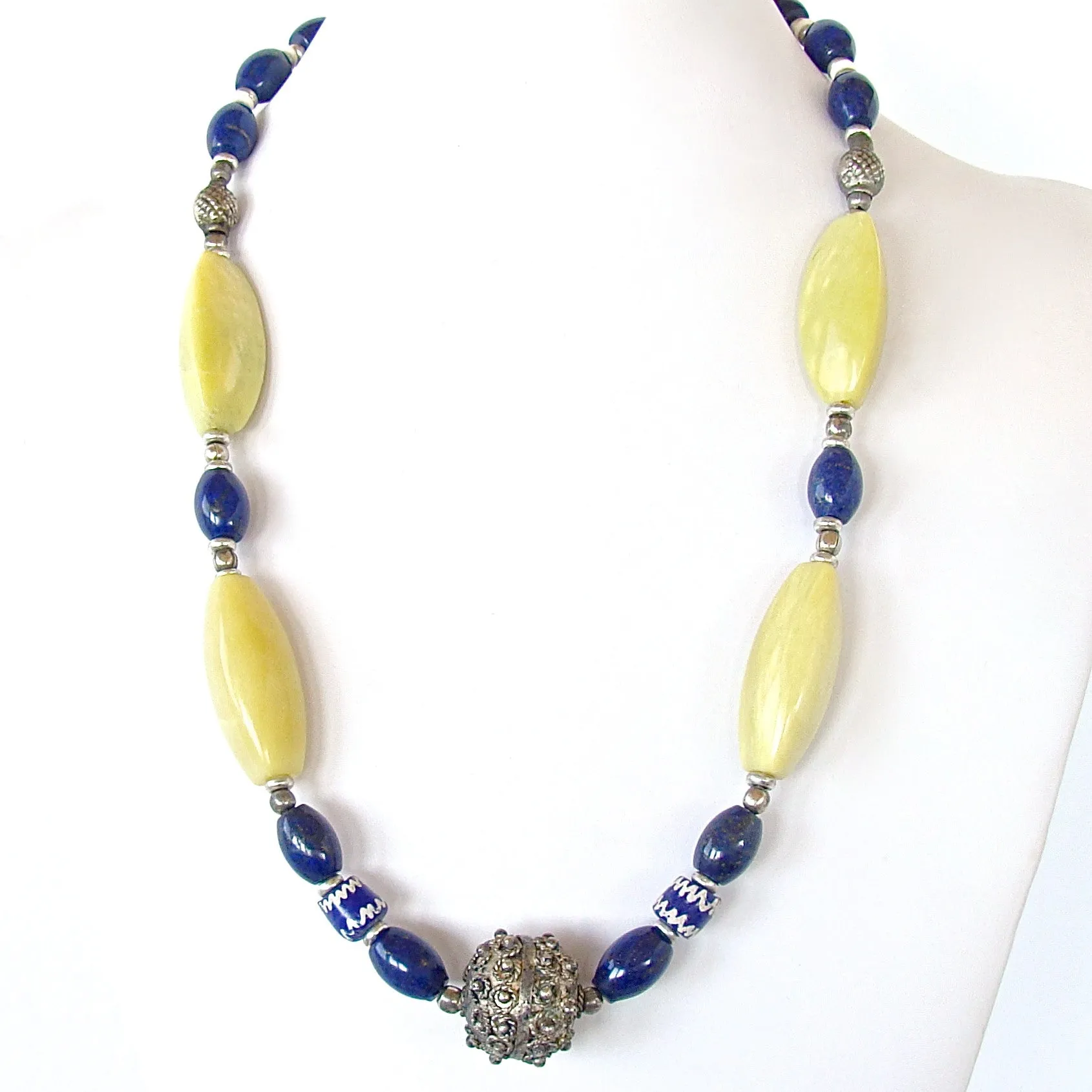 Mali: Lapis and Chartreuse Necklace