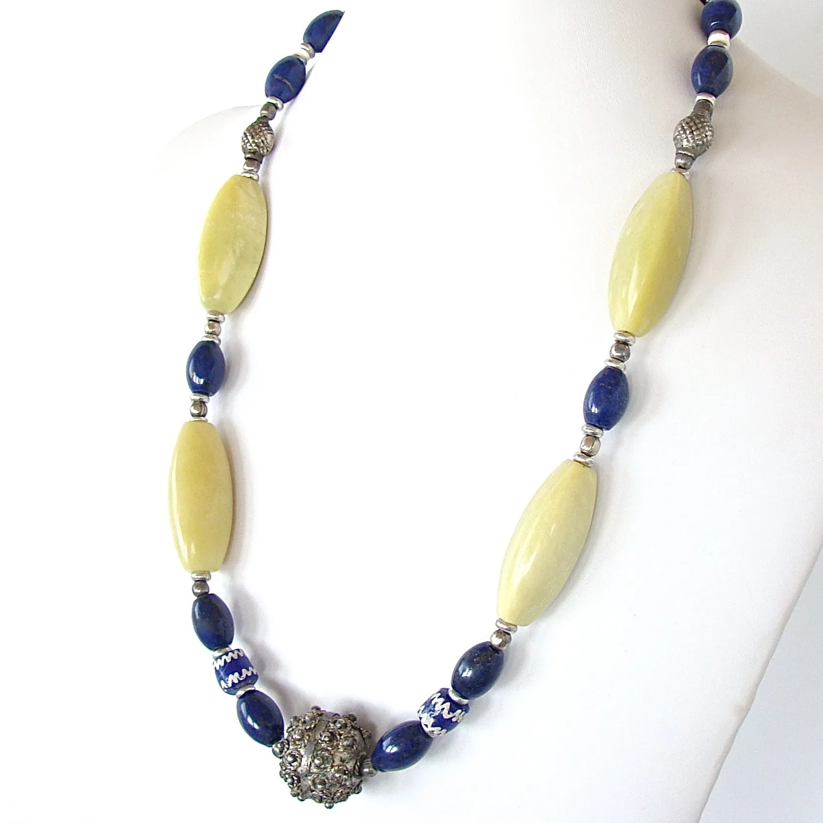 Mali: Lapis and Chartreuse Necklace