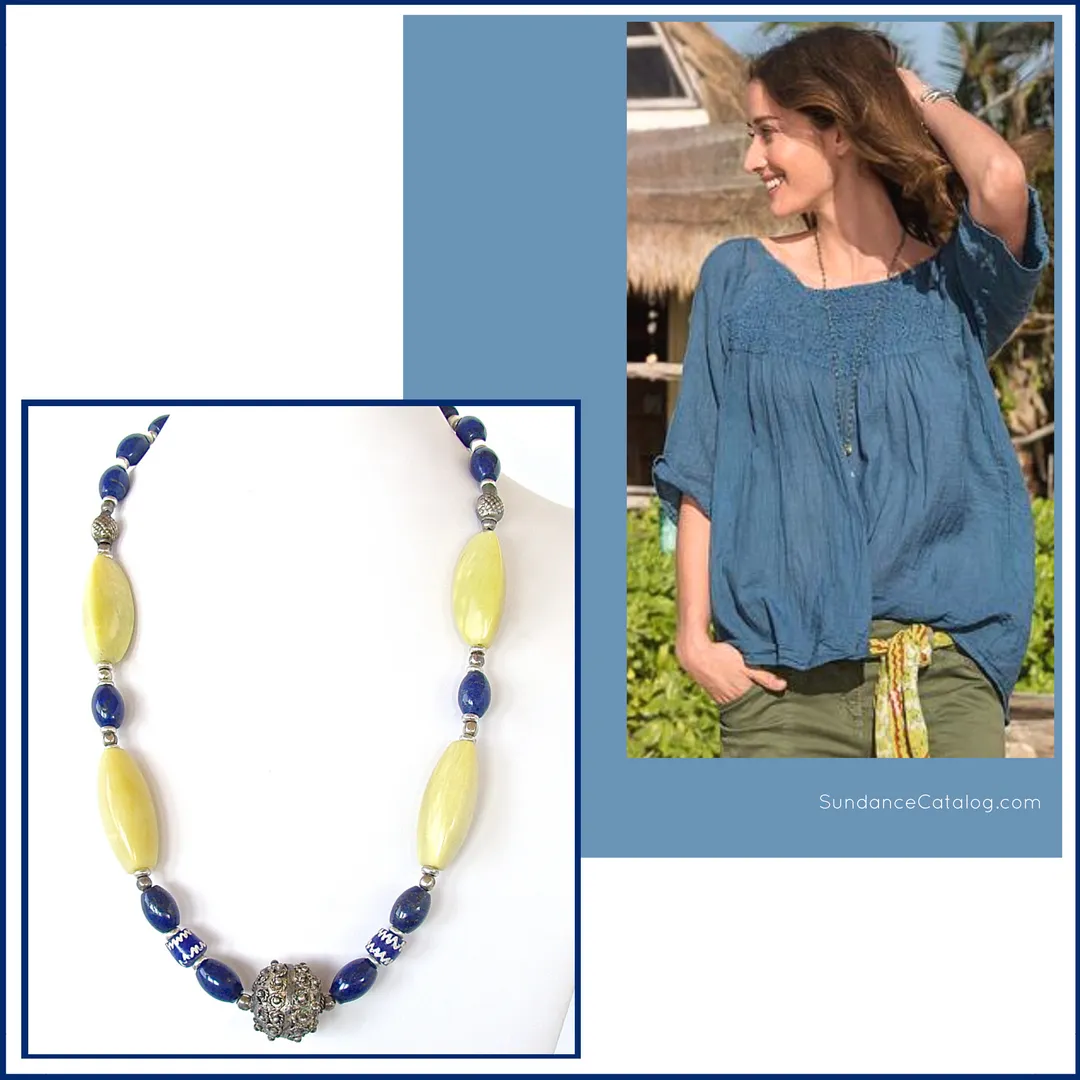 Mali: Lapis and Chartreuse Necklace