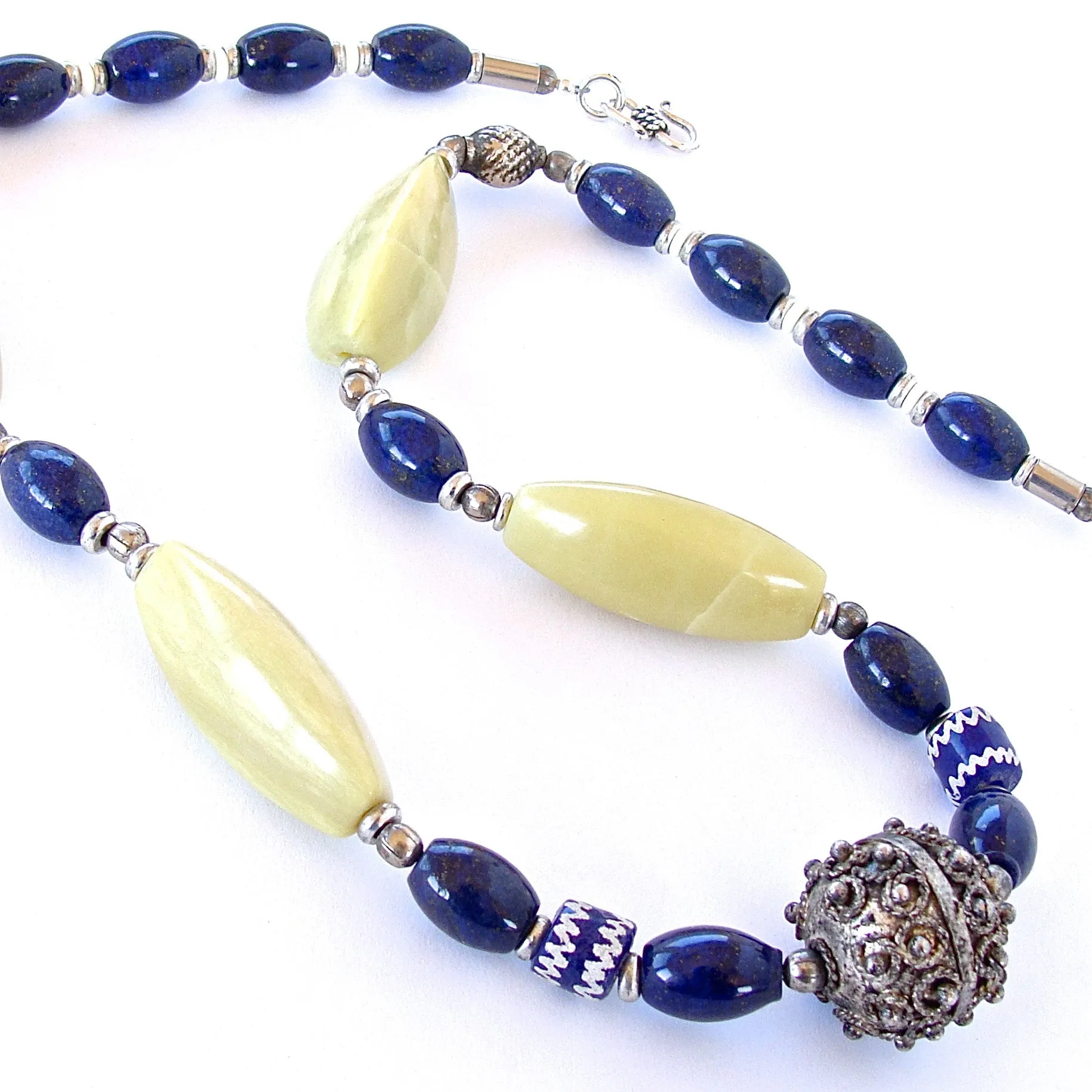 Mali: Lapis and Chartreuse Necklace