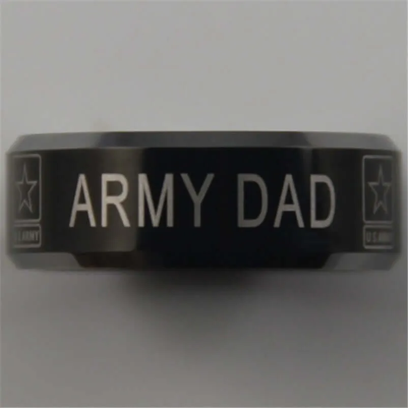 Men's Black Tungsten Carbide Army Dad Comfort Ring