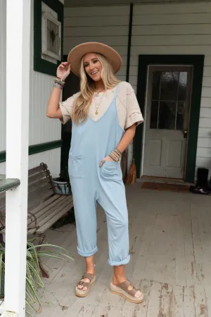 Mitzy V Neck Jumpsuit - Blue