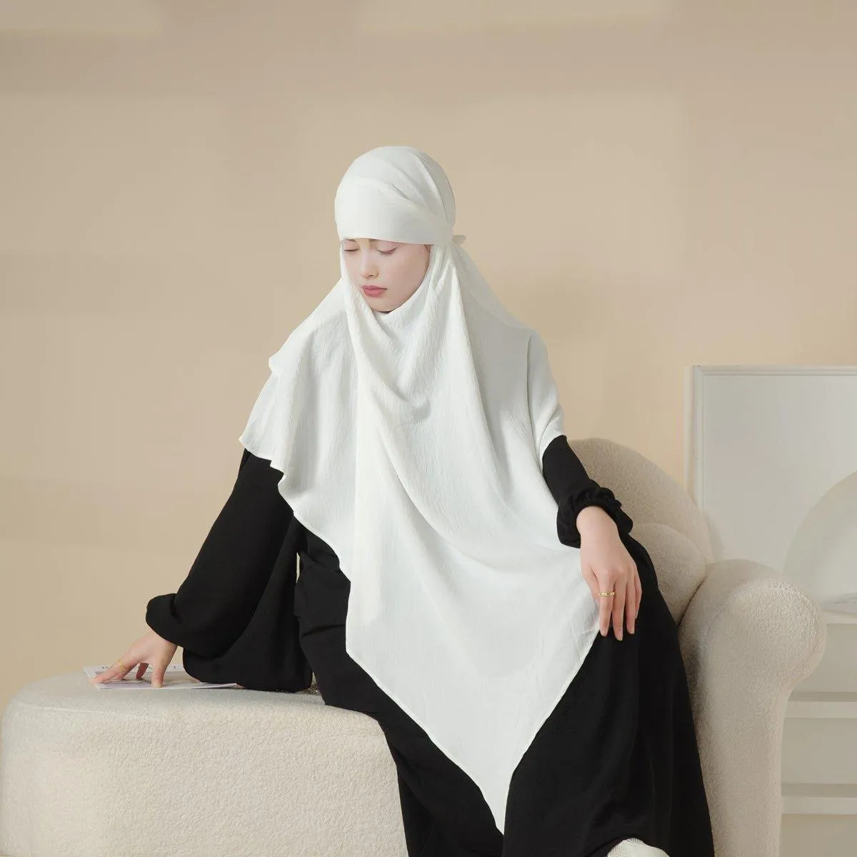 MK011  Stunning Two-Layer Crepe Khimar