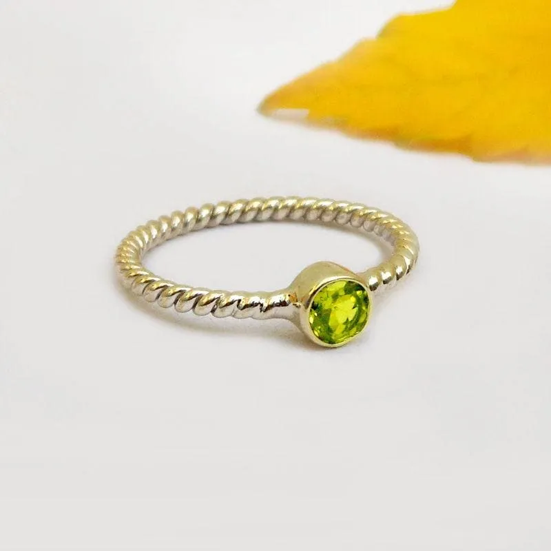 Natural Peridot Ring Peridot Sterling Silver Ring Boho Ring Gift for her Stacking Ring August Birthstone Ring