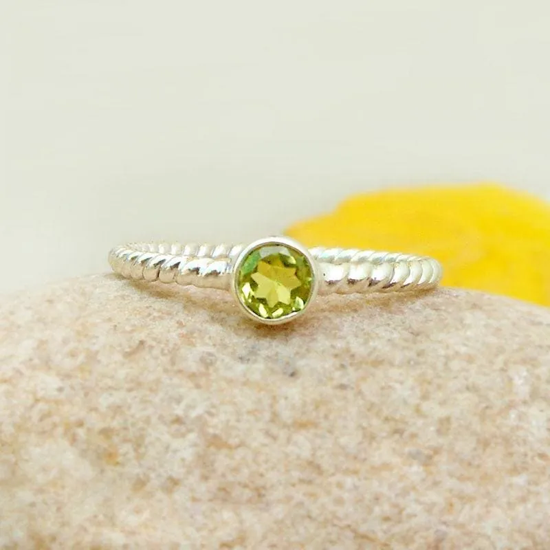 Natural Peridot Ring Peridot Sterling Silver Ring Boho Ring Gift for her Stacking Ring August Birthstone Ring