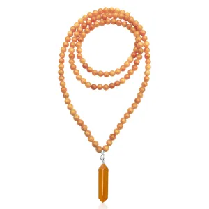 Orange Blossom Aventurine and Jade Necklace