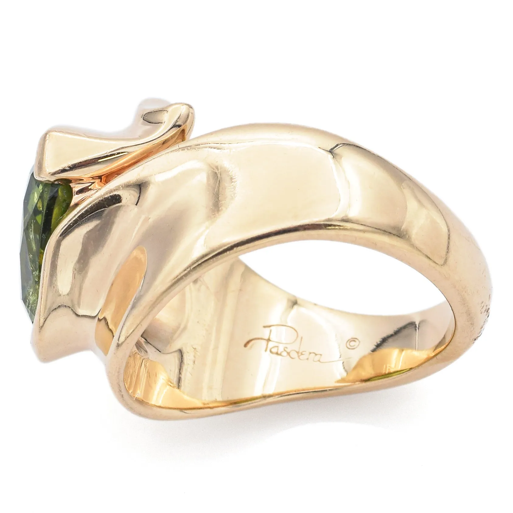 Pasdera 14K Yellow Gold 4.87 Ct Peridot Band Ring Size 6.5