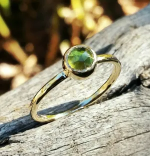 Peridot Gold Stacking Ring, Gemstone Birthstone Jewelry, Mother's Stackable Ring, Handcrafted By Helene's Dreams